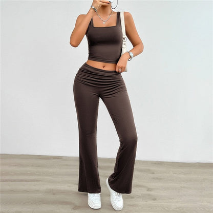 Sleek Sleeveless Crop Top and Leggings Matching Set