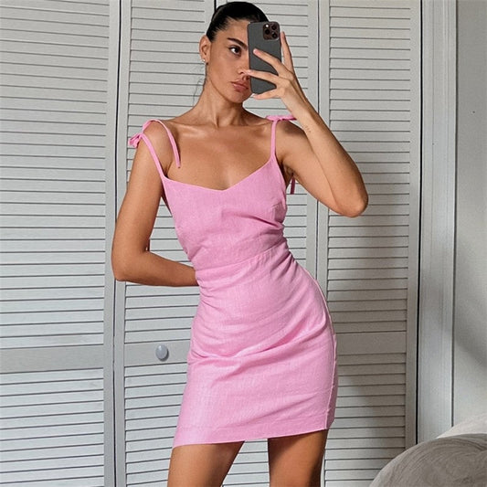 Sleek Black Backless Halter Mini Nightdress