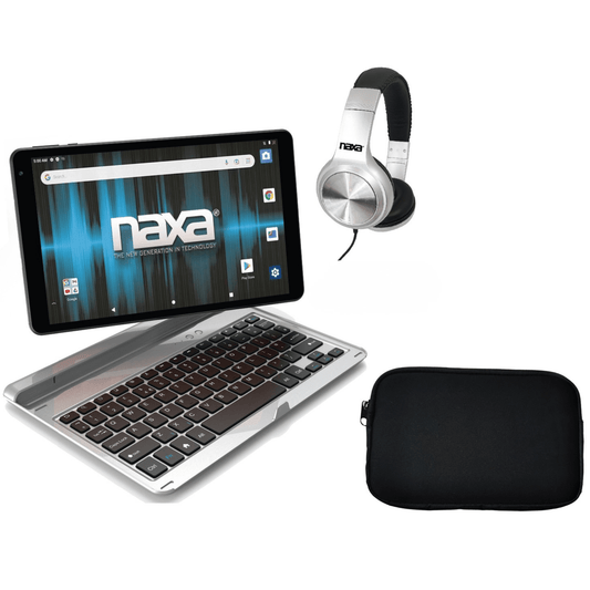 Naxa 2-in-1 10.1” Core Tablet and BT Keyboard Silver - Refurbished