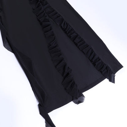 High Slit Ribbon Strap Solid Color Dress
