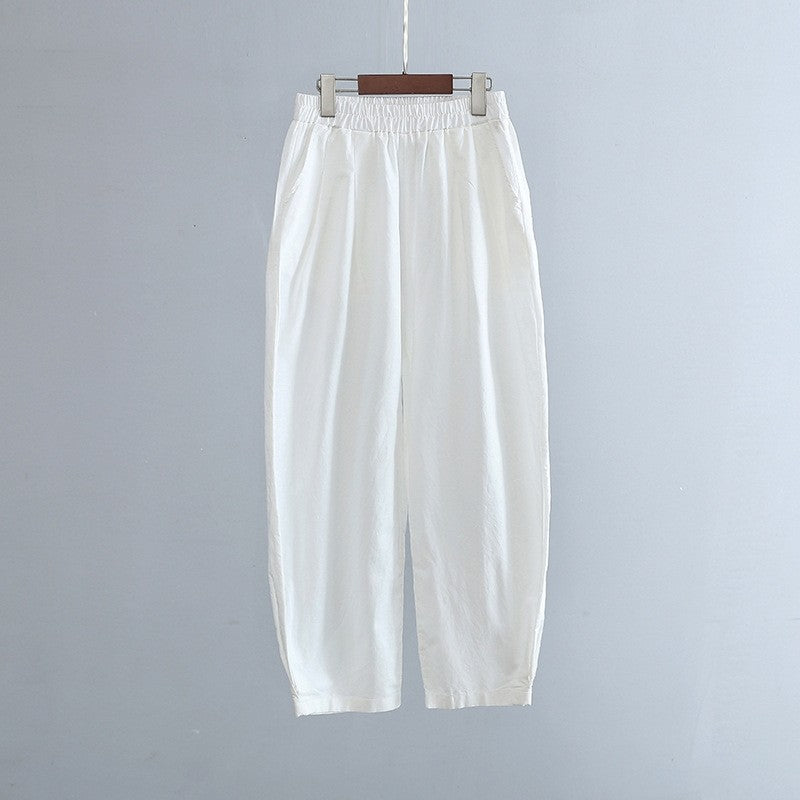 Relaxed Fit Monochrome Lantern Trousers for Versatile Styling