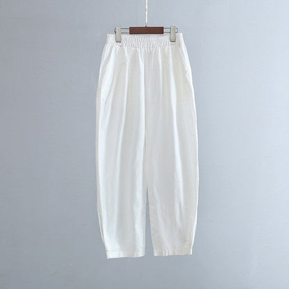Relaxed Fit Monochrome Lantern Trousers for Versatile Styling