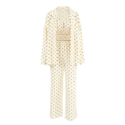 Printed Long Sleeve Bustier and Pants Set for Women