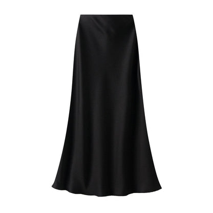 High Waisted Satin Fishtail Maxi Skirt