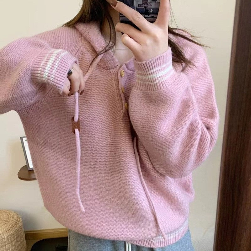 Long Sleeve Hooded Casual Loose Pullover Thick Sweater