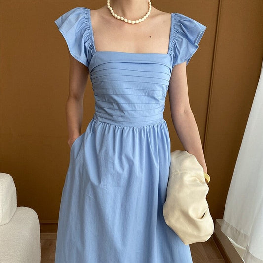 Square Neck Bell Sleeve Bodycon Dress