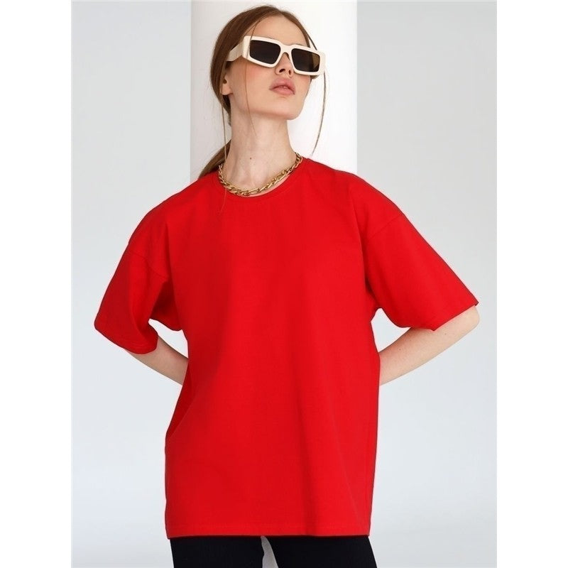 Casual Loose Crewneck Short Sleeve T-Shirts in Solid Colors