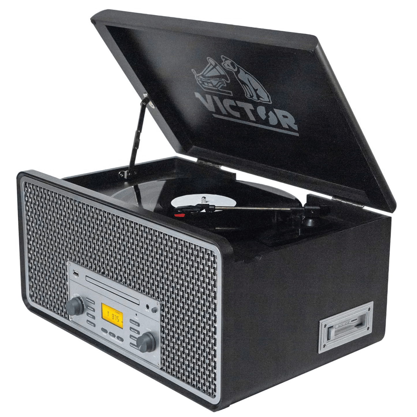 Victor Monument 8-in-1 Wood Music Center Graphite - Refurbished