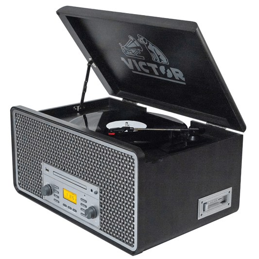 Victor Monument 8-in-1 Wood Music Center Graphite - Refurbished