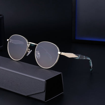 Fashionable Rimless Cut Edge Sunglasses With Metal Ellipse