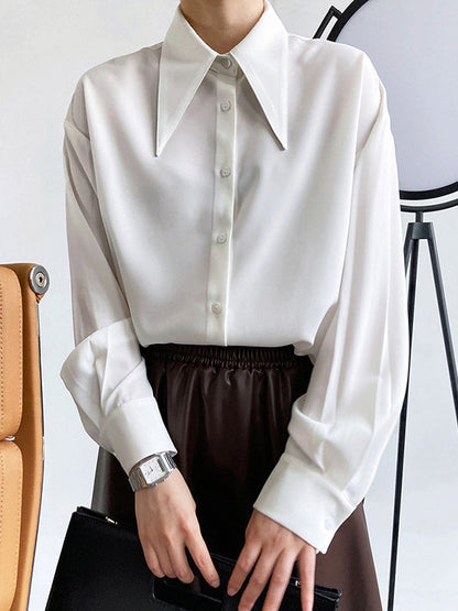 Stylish 3 Colors Solid Color Long Sleeves Blouse