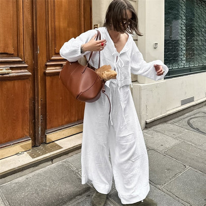 Long Sleeve Long Pants Pajama Set with Matching Belt