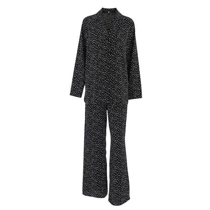 Loose Fit Polka Dot Long Sleeve Top and Pants Lounge Set