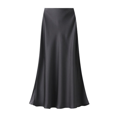 High Waisted Satin Fishtail Maxi Skirt