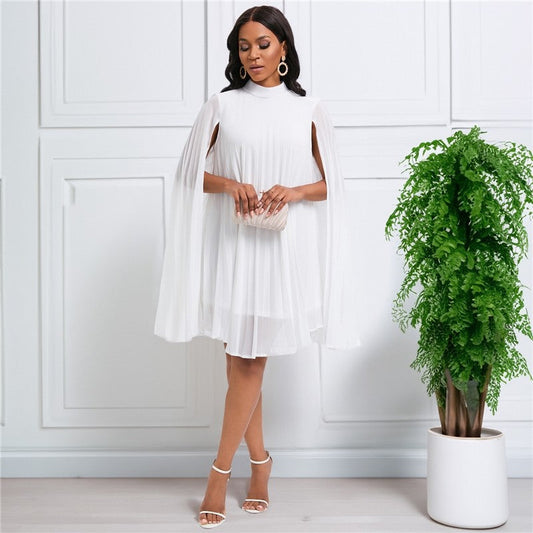 Stylish Hooded Cape Batwing Sleeve Dress