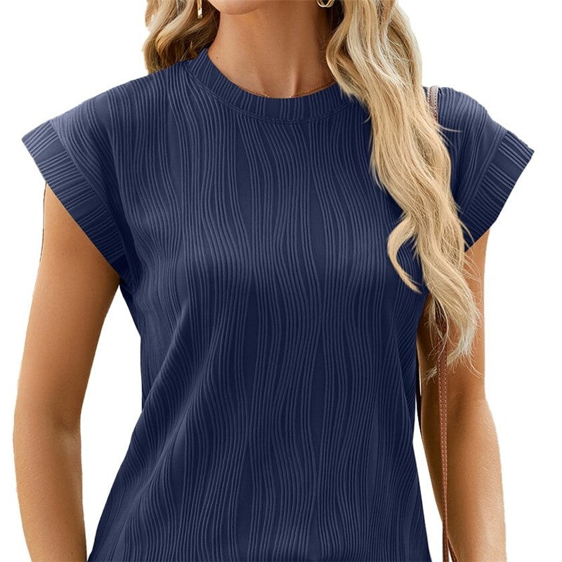 Relaxed Fit Solid Round Neck Short Sleeve Tee