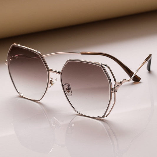Fashion Large Metal Frame Outdoor Sun Protection Polarized Sunglasses