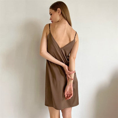 Sleek Backless Halter Nightgown