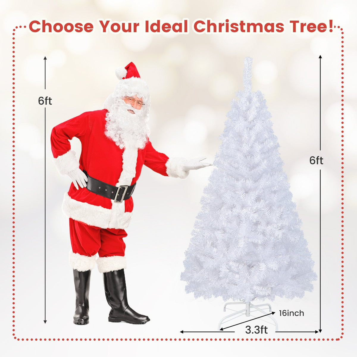 8 ft White Artificial PVC Christmas Tree with Stand