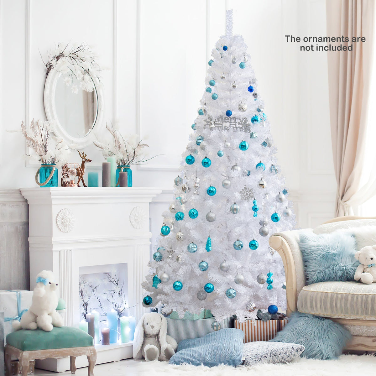 8 ft White Artificial PVC Christmas Tree with Stand