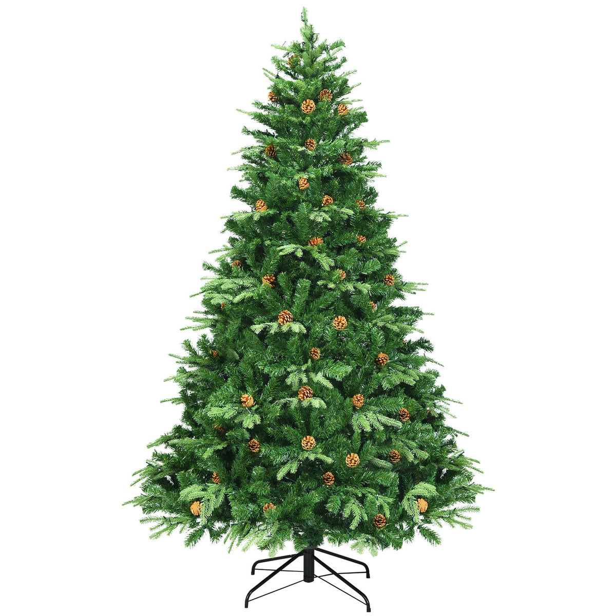 7.5 ft Artificial Christmas Tree with LED Lights and Pine Cones
