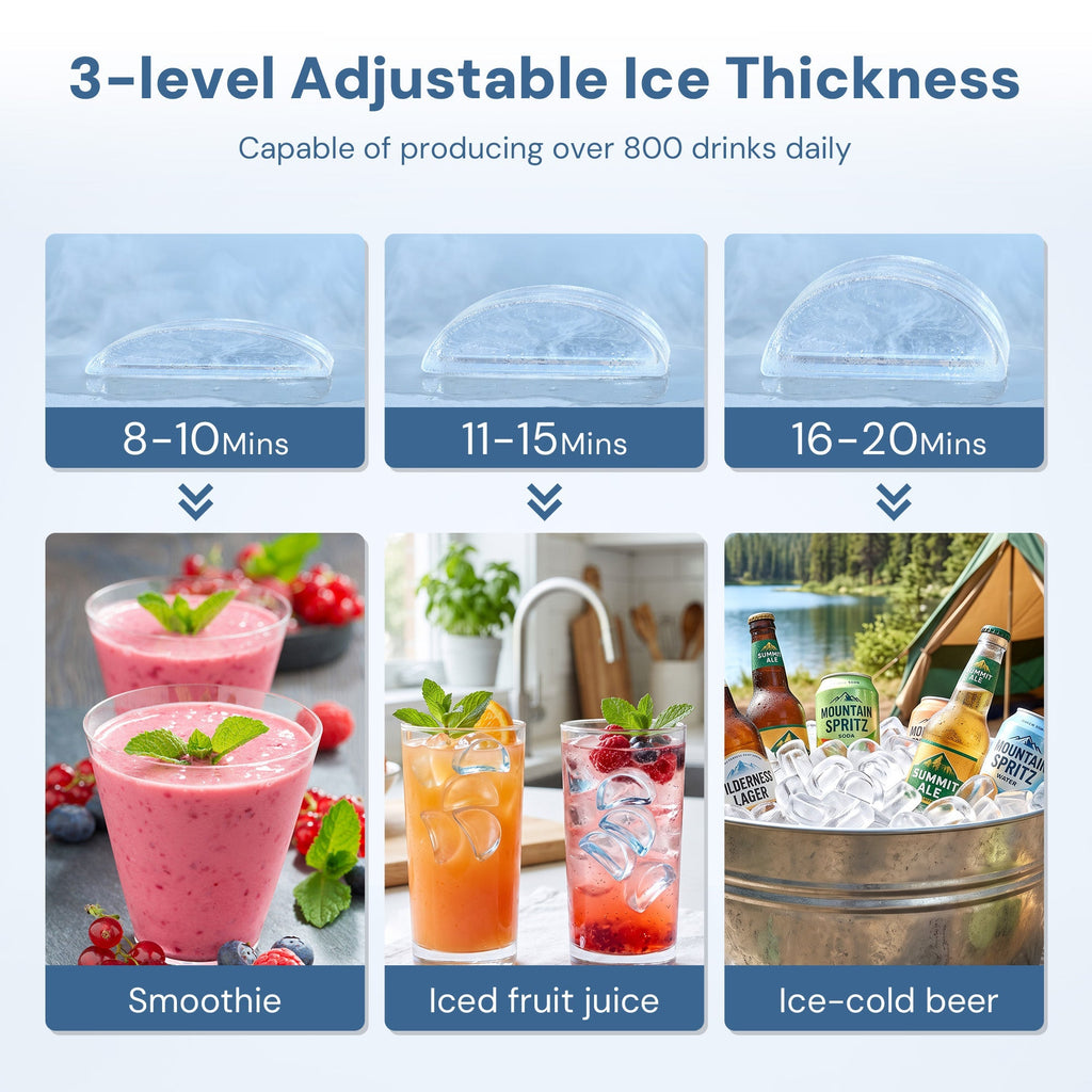 Commercial Ice Maker Machine,100lbs/24H Moon-Shaped Ice Machine with 28 Lbs Storage Capacity