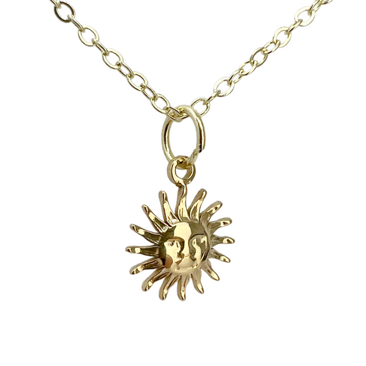 Sun Necklace Gold Happy Sunshine Pendant Celestial Dainty Jewelry