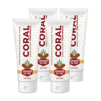 Coral Nano Silver Toothpaste Cinnamon Tea Tree (4oz) 4 Tubes