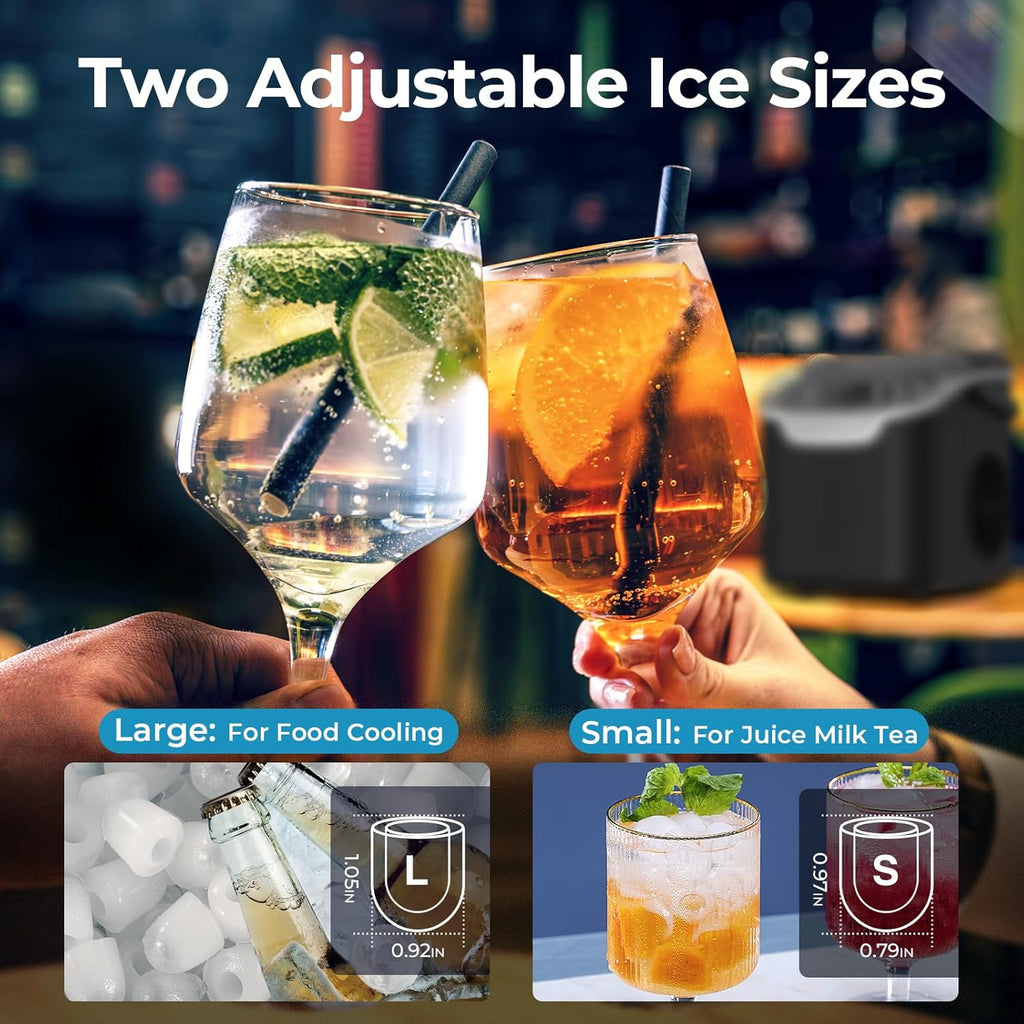 Kismile Ice Makers Countertop with Handle,8 Cubes in 6 Mins,Portable Ice Machine with Self-Cleaning for Home 58012RIM0