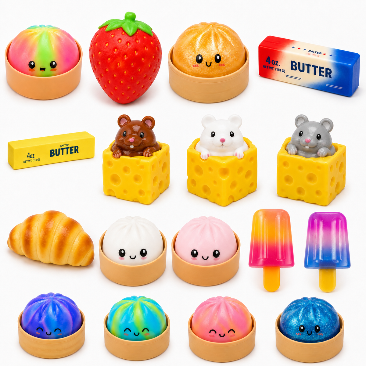 Squishy Toy Collection – Slow Rising Sensory Fidget Toys | Dumplings, Butter, Bread, Ice Cream, Fruit, Cheese & More Styles