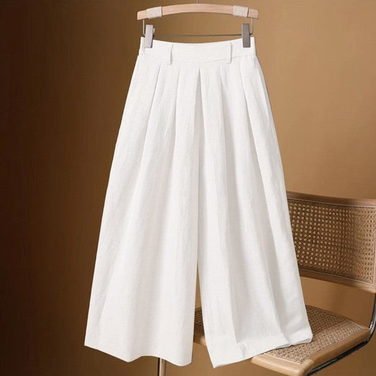 Sleek High-Waisted Wide-Leg Cropped Trousers