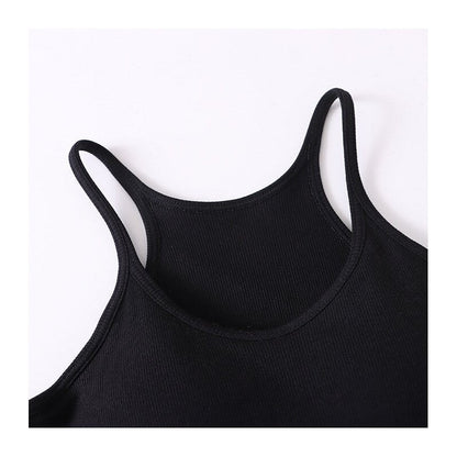 Padded Spaghetti Strap Tank Top with Thread Detail