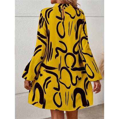 Printed Lantern Sleeve Maxi Dress for Women