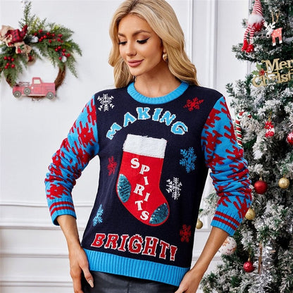 Sparkling Embroidered Christmas Jacquard Knitted Shirt