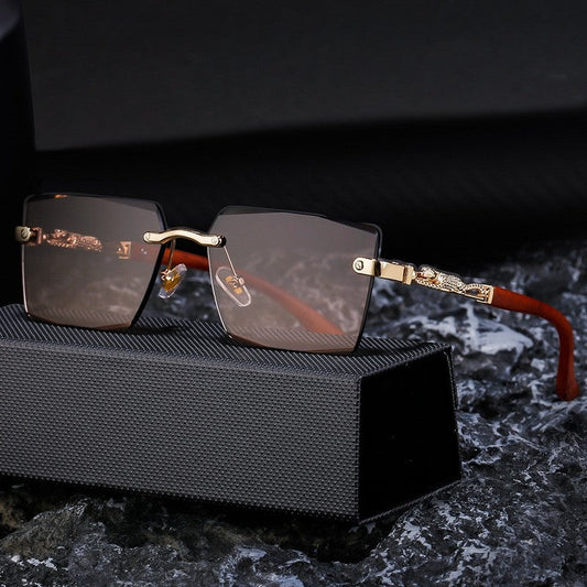 Fashion Retro Frameless UV400 Sun Protection Outdoor Sunglasses