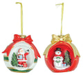 Christmas Santa Snowman in Bauble Ornament, 2 Assorted