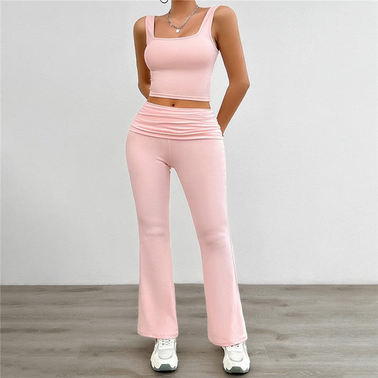 Sleek Sleeveless Crop Top and Leggings Matching Set