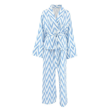 Floral Printed Long-Sleeve Top and Matching Long Pants Pajama Set