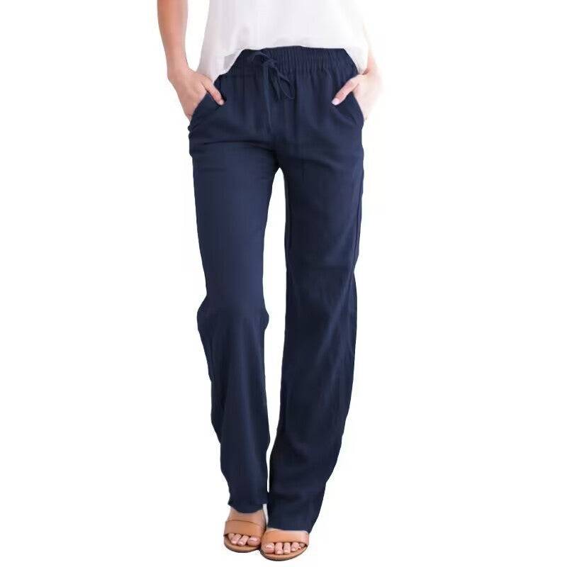 Relaxed Wide-Leg Pants with Adjustable Drawstring - Casual and Comfortable