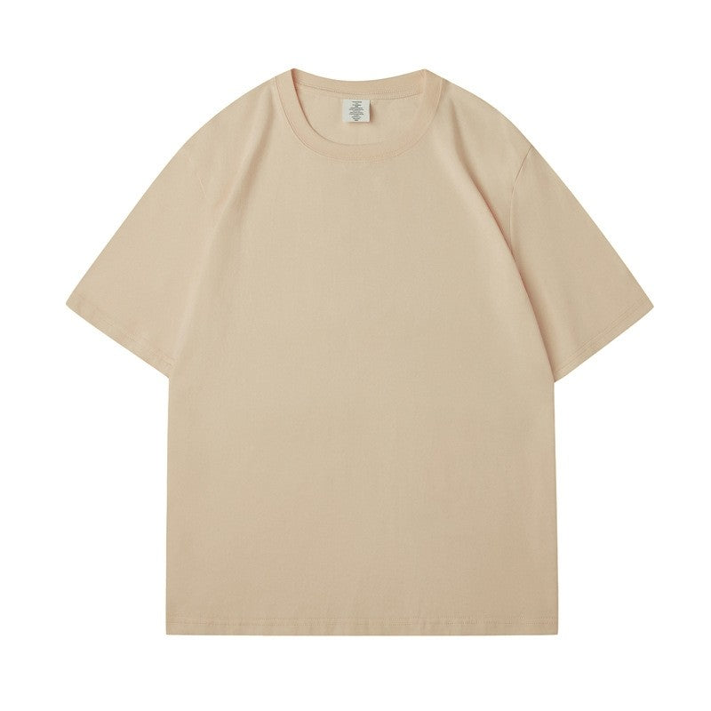 Solid Color Unisex Round Neck T-Shirt with Small Neckline