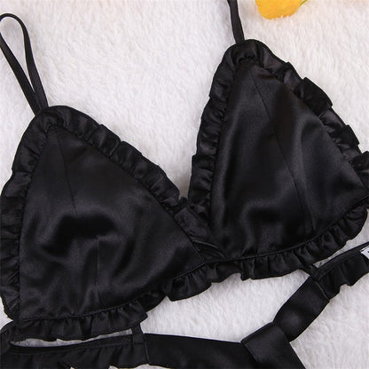 Lace-Trimmed Lingerie Set with Matching Robe and Shorts