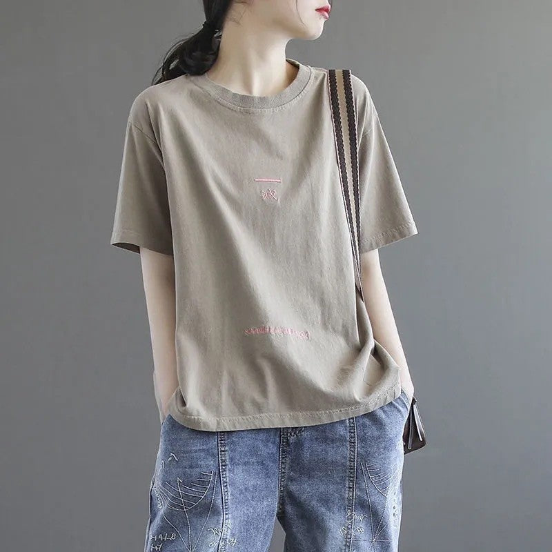 Relaxed Fit Round Neck Short-Sleeve T-Shirt