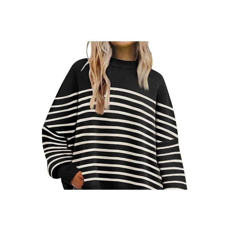 Sure! Here is an optimized title for your clothing product:

"Cozy Batwing Sleeve Knit Sweater with Side Sl