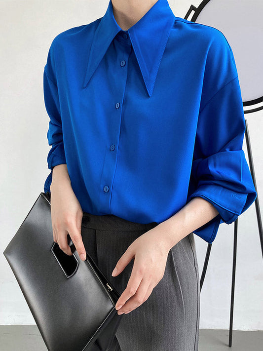 Stylish 3 Colors Solid Color Long Sleeves Blouse