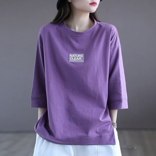 Casual Loose Fit Seven-Point Sleeve T-Shirt