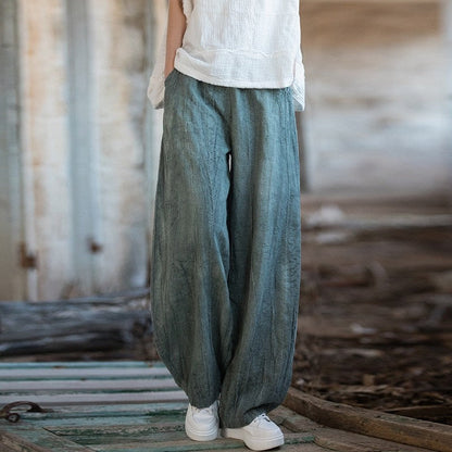 Women's Artistic Tie Dye Worn-Out Casual Cotton And Linen Lantern Pants