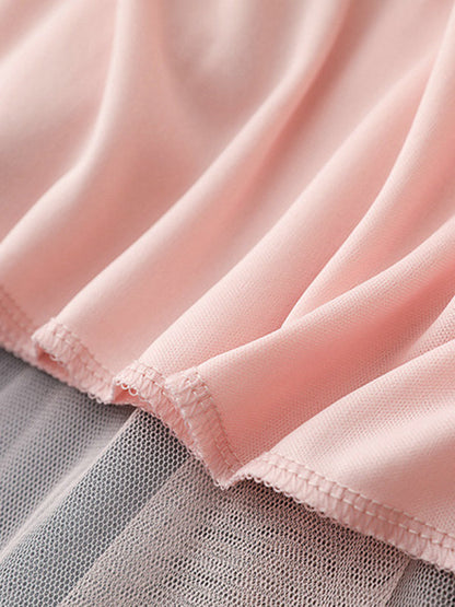 Original Simple Casual Irregular Solid Color Pleated Mesh Skirt