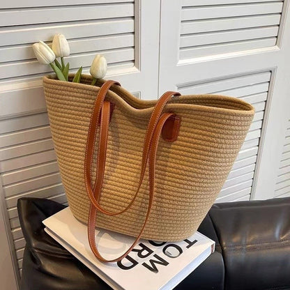 Colorful Oversized Woven Shoulder Tote Bag
