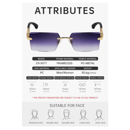 Fashion Retro Frameless UV400 Sun Protection Outdoor Sunglasses