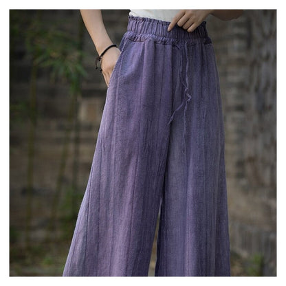 Tie-Dye High Waist Wide Leg Pants With Elastic Waistband